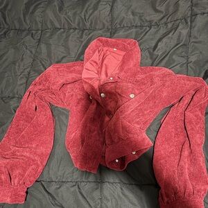 Red Corduroy Cropped Jacket